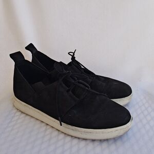 Eileen Fisher Kipling Tumbled Nubuck Sneaker Black Suede Causal 9 Lace Up SlipOn